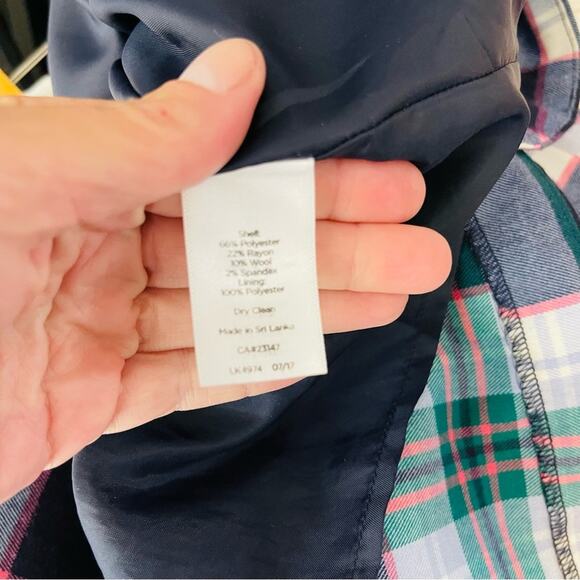 Talbots blue green pink plaid wool preppy midi skirt 8 - Picture 7 of 7